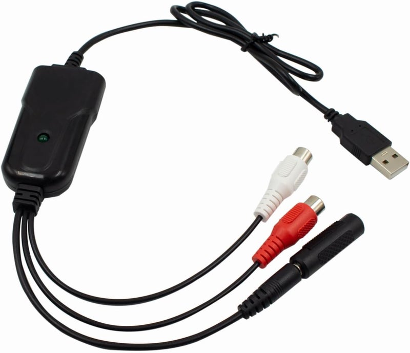 Wiistar USB2.0 Audio Capture Card RCA L/R+3.5mm Audio to USB up to 96kHz Wave/MP3 for Tape MD CD Player Phono Laptop - Image 1